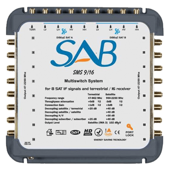 MULTISWITCH 9+1/16 aktiv (2 SATELITA/16 APARTMANA) SAB/REDLINE