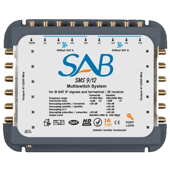 MULTISWITCH 9+1/12 aktiv (2 SATELITA/12 APARTMANA) SAB/REDLINE