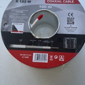 COAX kabel 5 mm 75 ohm Fte K122W - BAKAR - BIJELI / 100 metara